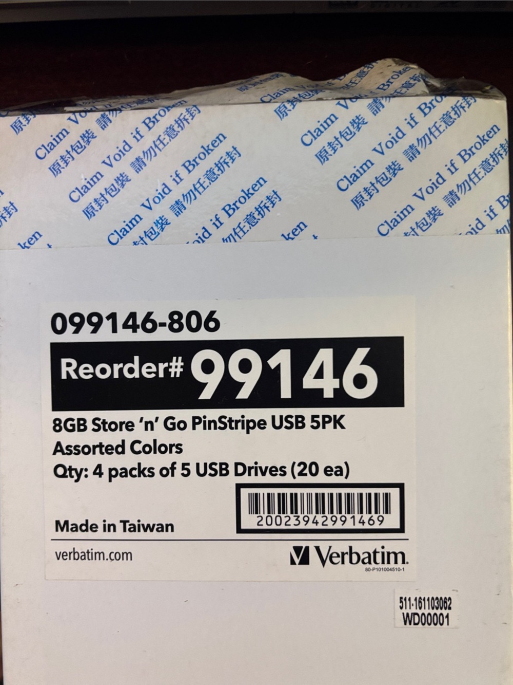 Verbatim PinStripe 8GB USB Drives | Multicolor | 5PK 4CT